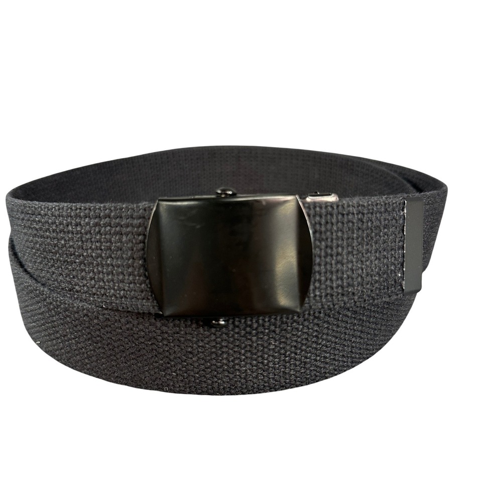 Black Canvas Web Belt Military Style Flip Top Buckle Tactical 1.5 Inch Wide